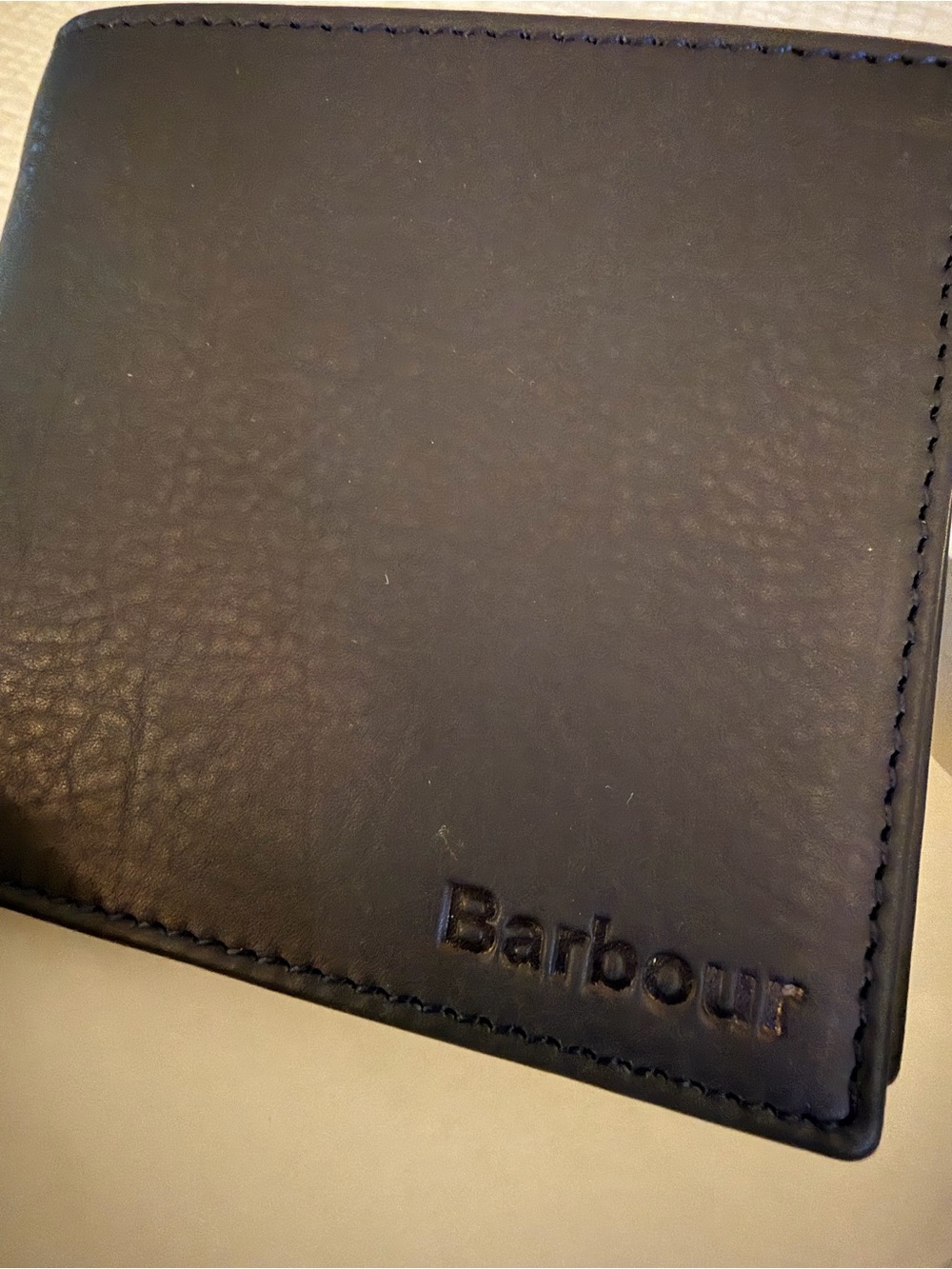 New Barbour Black Leather Billfold Wallet in Giftbox